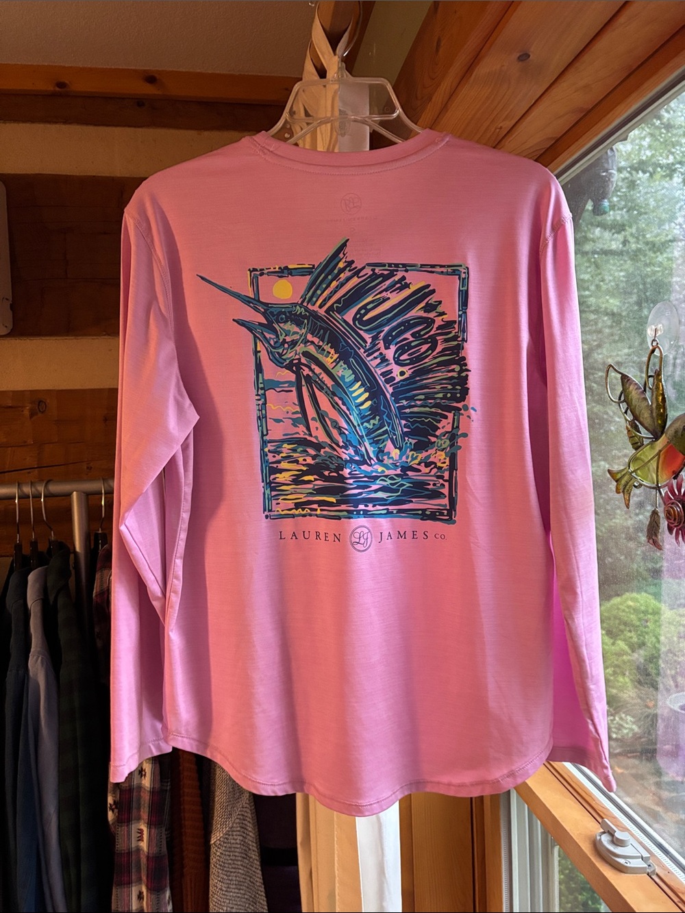Lauren James Pink Long Sleeve Crewneck Tee
